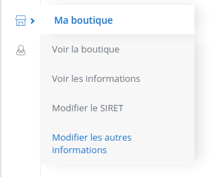 Menu modifier les autres informations